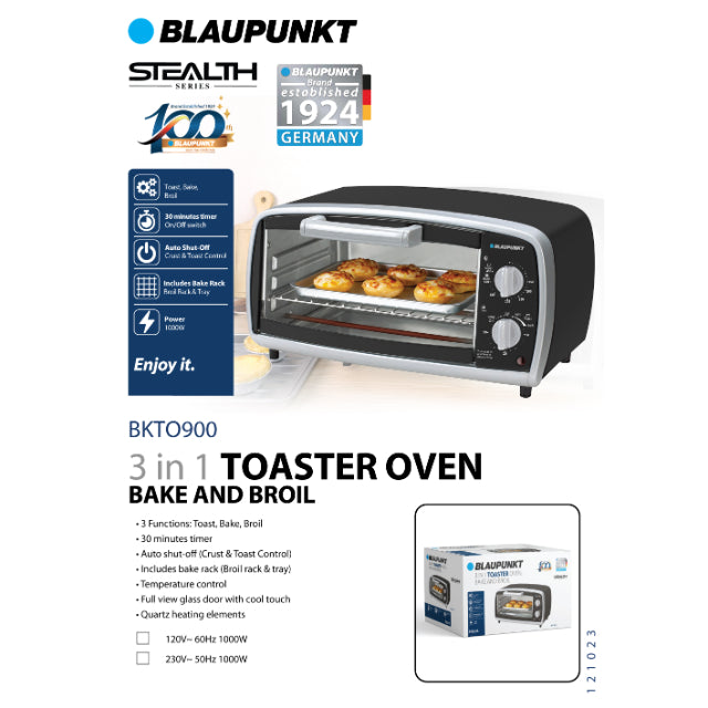 Blaupunkt 9L 3 in 1 Toaster Oven Bake and Broiler BKTO900 Blaupunkt 9L 3 in 1 Toaster Oven Bake and Broiler BKTO900